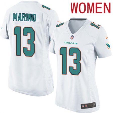 Women Miami Dolphins 13 Dan Marino Nike White Game NFL Jersey